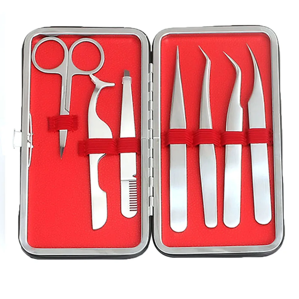 Corrosion Resistance Eyelash Anti Static Accessories Professional Stainless Steel Tweezer Set Curved Portable Tool Multifunction | Красота и
