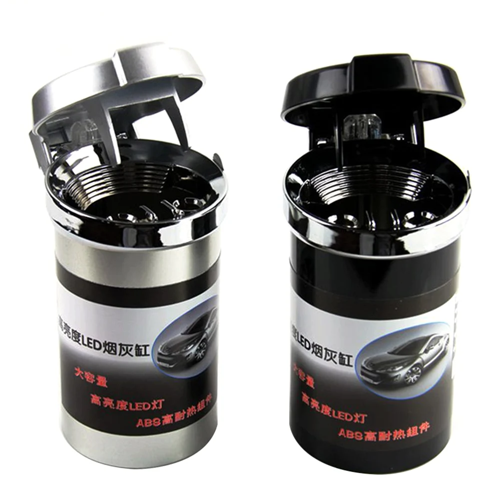 

Portable LED Light Car Ashtray Garbage Coin Storage Cup Container Universal Cigarette Cylinder Holder Auto Styling Accessories