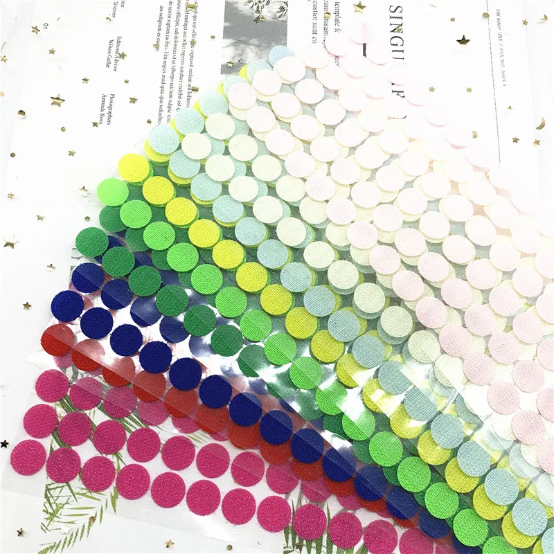15 мм Velcros Dots волшебные наклейки круглые самоклеющиеся Волшебные Ленты Цветные