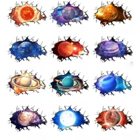 new cracked wall 3d galaxy planet stickers floor painting ceiling home decoration self adhesive art decal creative diy paste