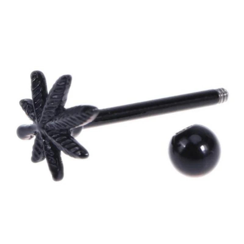 Горячая распродажа металлические черные конопляные листья для пирсинга языка