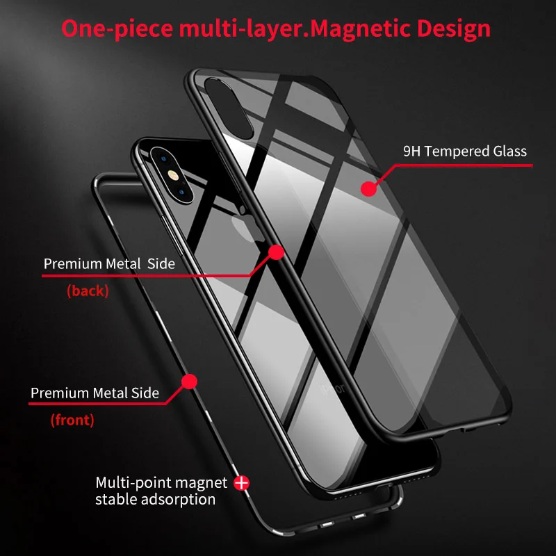 KINBOM 360 чехол для телефона iPhone XR X XS Max 5S с магнитной адсорбцией металлический 7 8 6S Plus