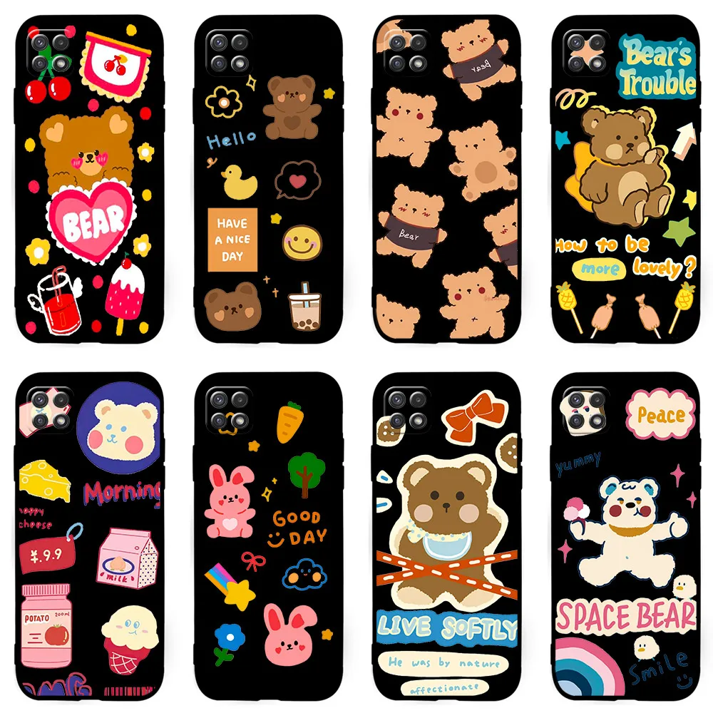 

Matte Phone Case For Samsung Galaxy A22 4G 5G Soft Cases Cookie Bear Silicone Cover Couqe Funda