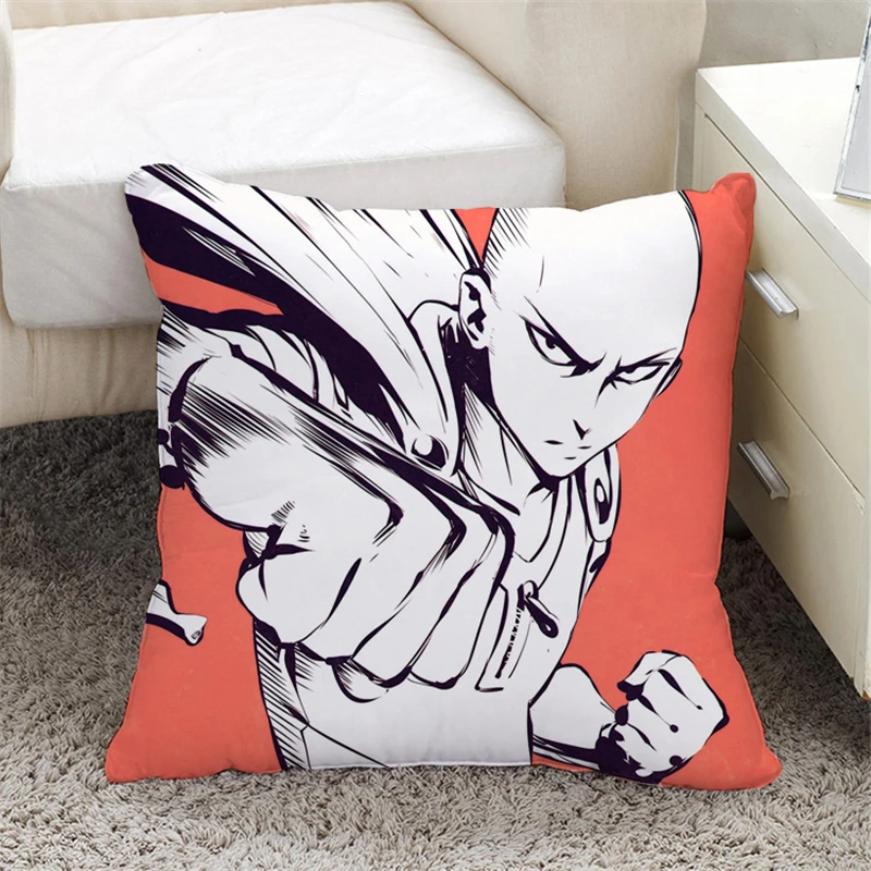Квадратная Подушка 45*45 см с изображением персонажей аниме One-Punch Man чехол