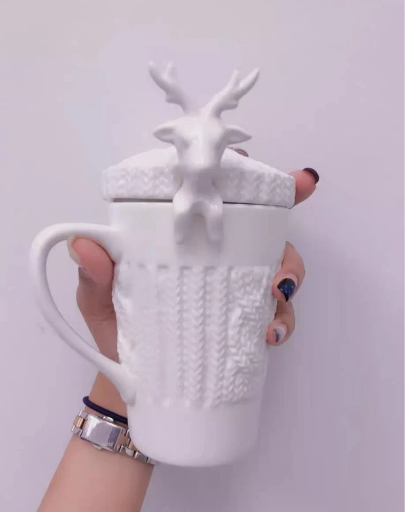 Рельефная Рождественская кофейная кружка с ложкой ручной работы креативная