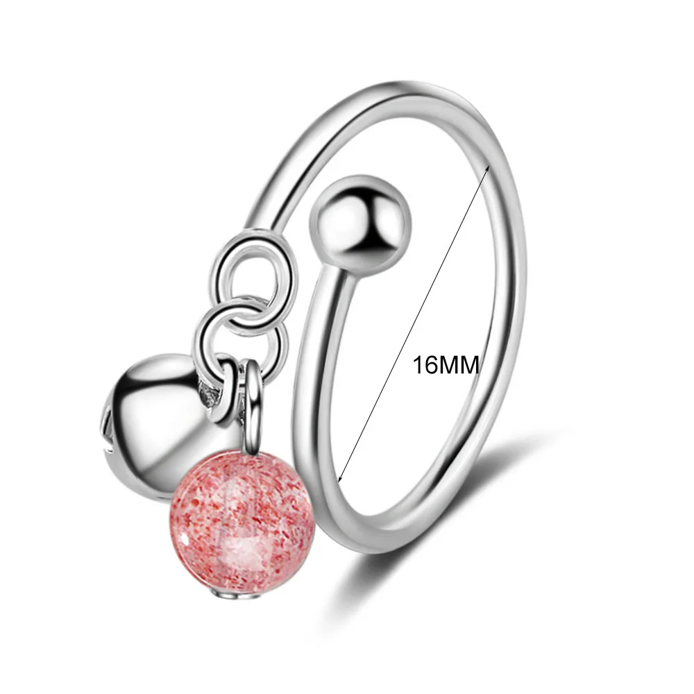 Регулируемое женское кольцо MEETSOFT из серебра 925 пробы с клубничным кварцем |