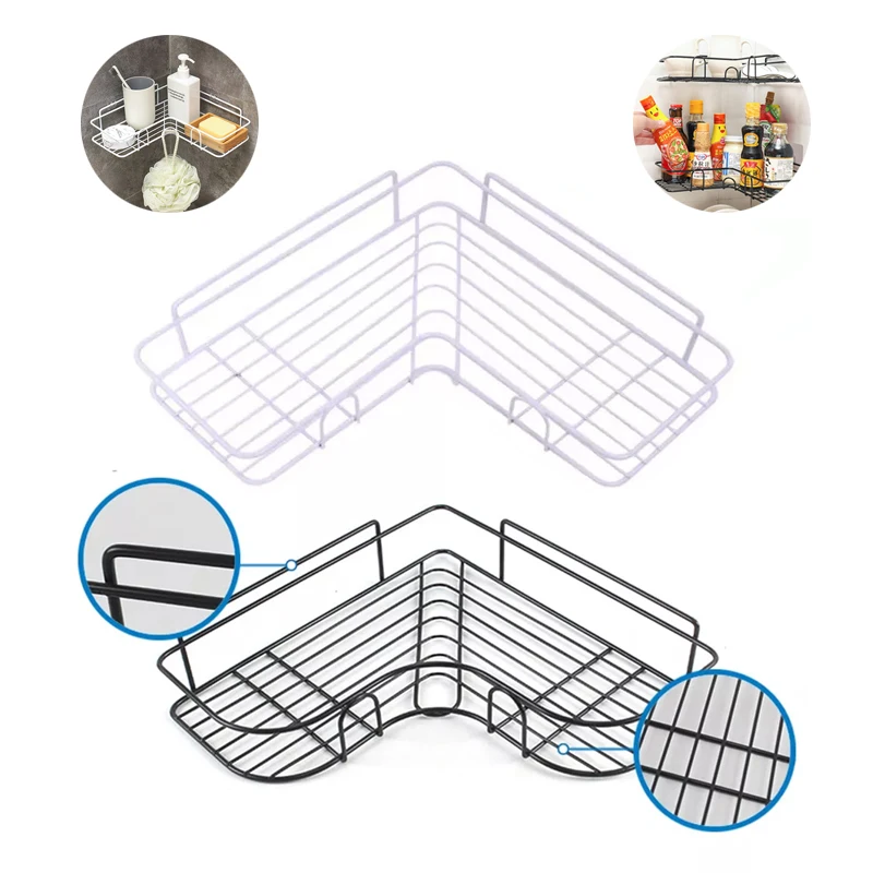 Полка для ванной комнаты угловая полка на присоске без отверстий хранения из