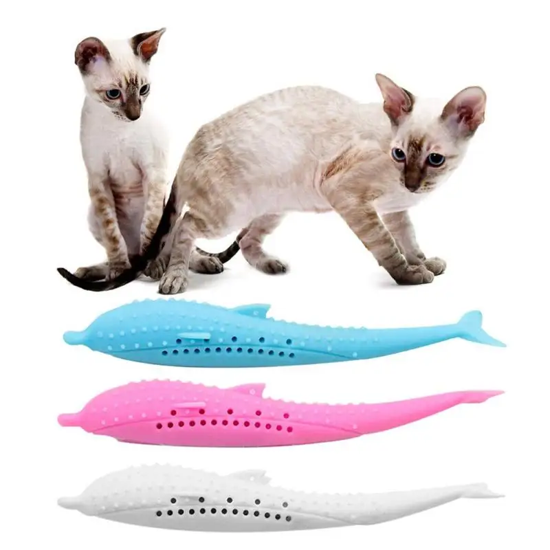 Silicone Cat Mint Fish Toy Catnip Pet Teeth Cleaning Toothbrush Molar Stick for Kitten | Дом и сад