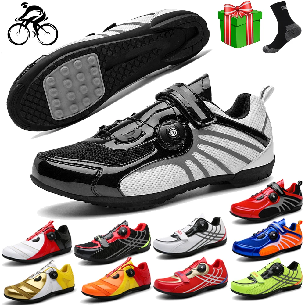 

Breathable Non-locking Cycling Shoes Knit Breathable Road Bike Shoes Rubber Soles Triathlon MTB Shoes Bicycle Racing Shoes
