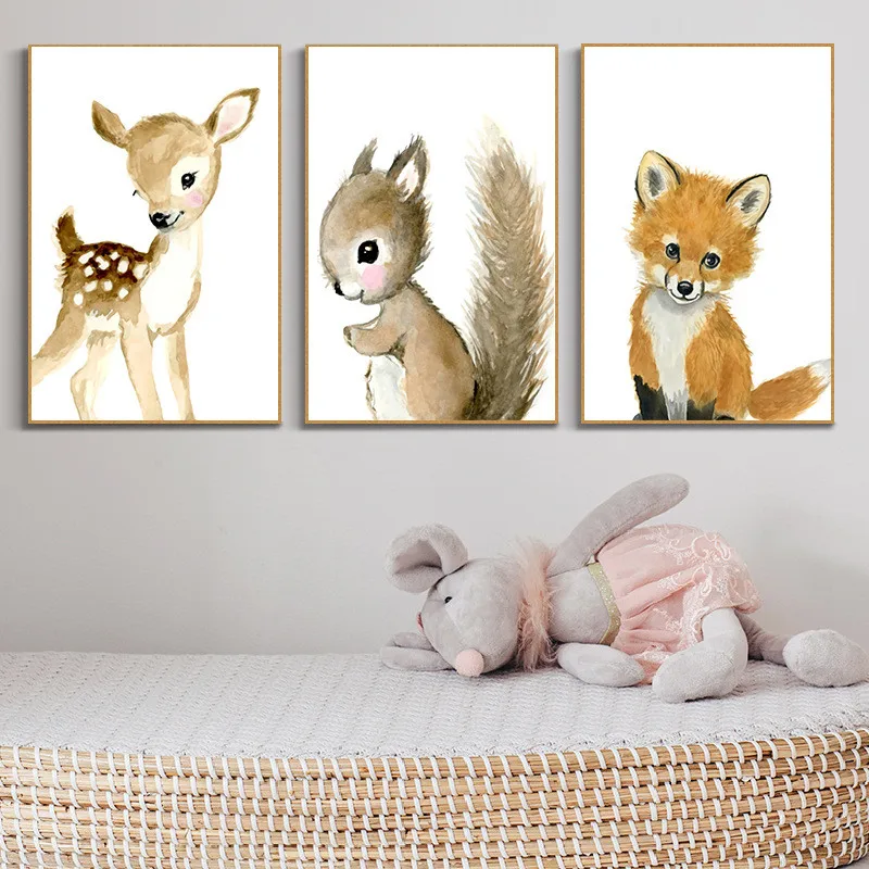

Nordic Painting Posters Wall Art Animals Canvas Picture Elephant Panda Squirrel Framelesscore Pictures Baby Kids Room Decoration