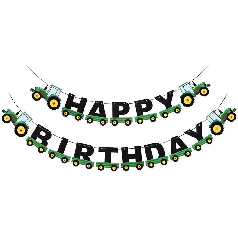 

BESTOYARD Tractor Birthday Banner Tractor Garland Bunting for Tractor Birthday Party Supplies Decorations (Green)