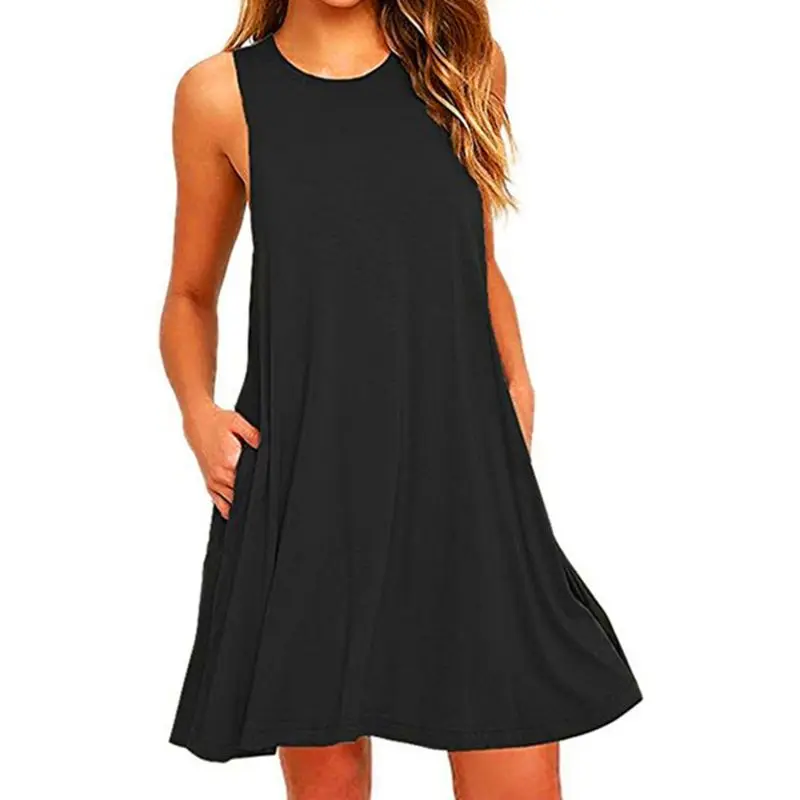 

Women's Summer Casual Swing T-Shirt Dresses Beach Cover up with Pockets