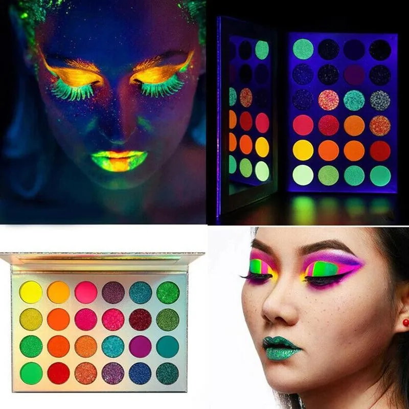 

24 Colors Fluorescent Powder Make Up Glitter Eyeshadow Tray Flash Eye Shadow Luminous Eyeshadow Palette Cosmetic Makeup