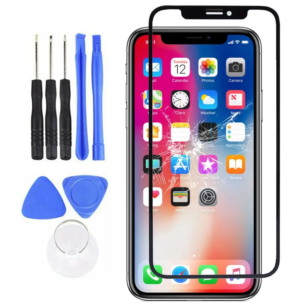 Для iPhone X XR XS 11 Pro Max сменный экран Переднее стекло комплект для ремонта Черный с