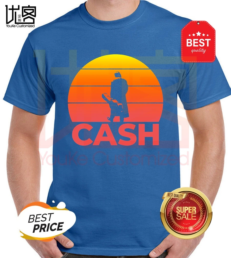 Джонни Кэша закат футболка для мужчин Классическая гитара художник музыка