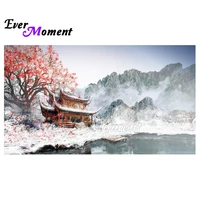 ever moment 5d diy full rhinestone diamond painting kits peaceful landscape asian style mosaic embroidery craft for giving 5l610