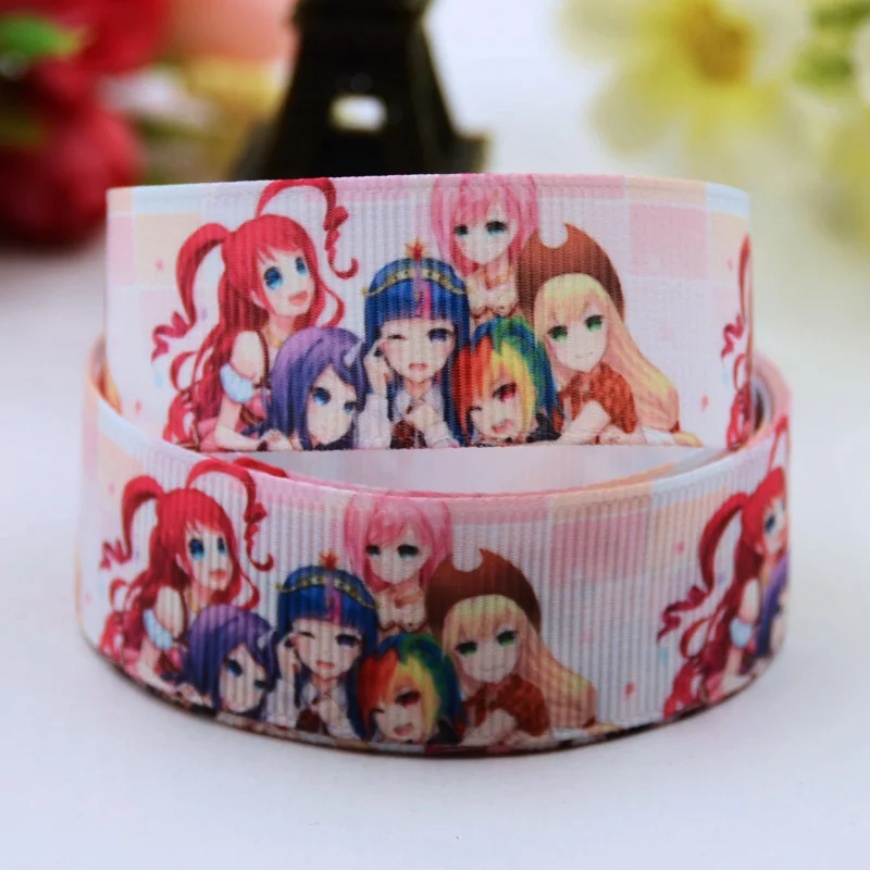 7/"(22 мм) Ruban My Little Pony вечерние атласные ленты с принтом героев мультфильмов, 10 ярдов - Цвет: X 00619