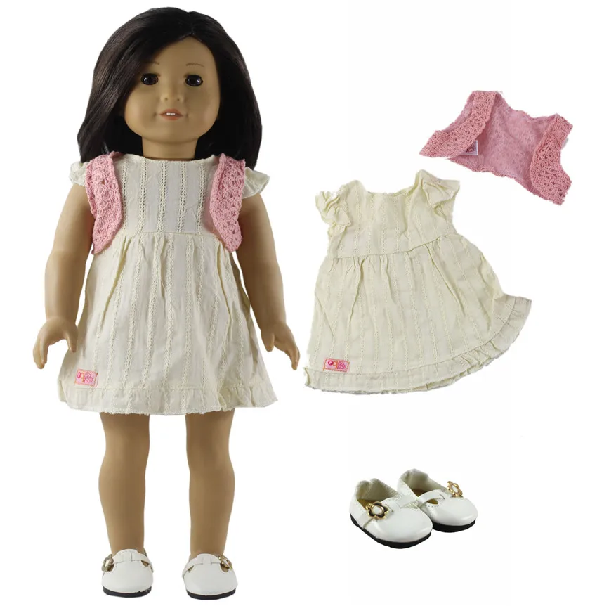 

1 PC Doll Clothes+1 Pairs of Shoes for 18 inch American Doll Handmade Student Clothes X64