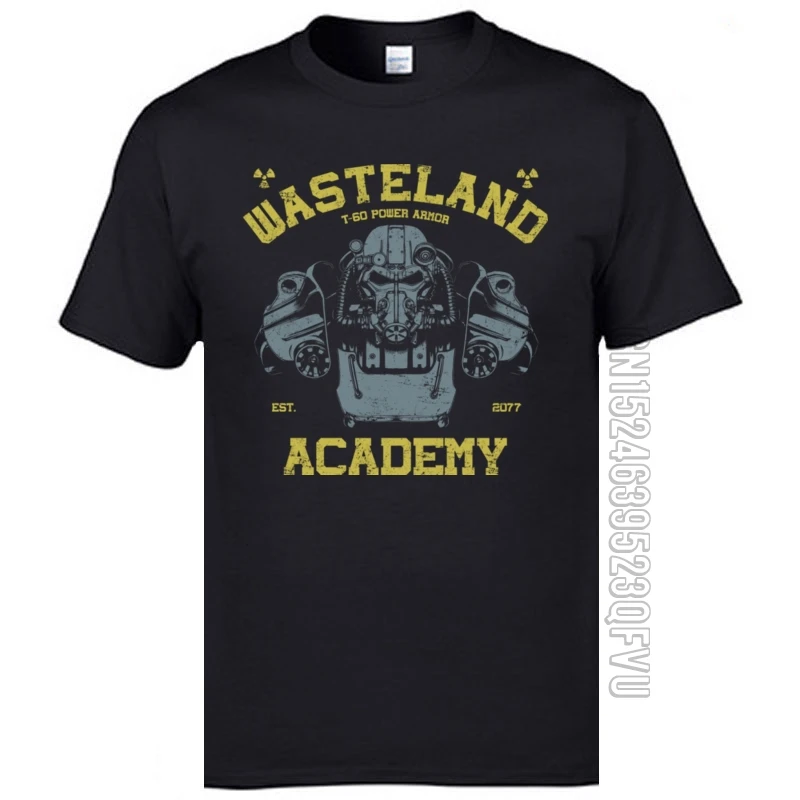 Fallout T-60 Academy Game Tshirt Mens 100% Cotton Fabric Autumn Round Neck T Shirts 2020 Funny Tee-Shirts Print 3D