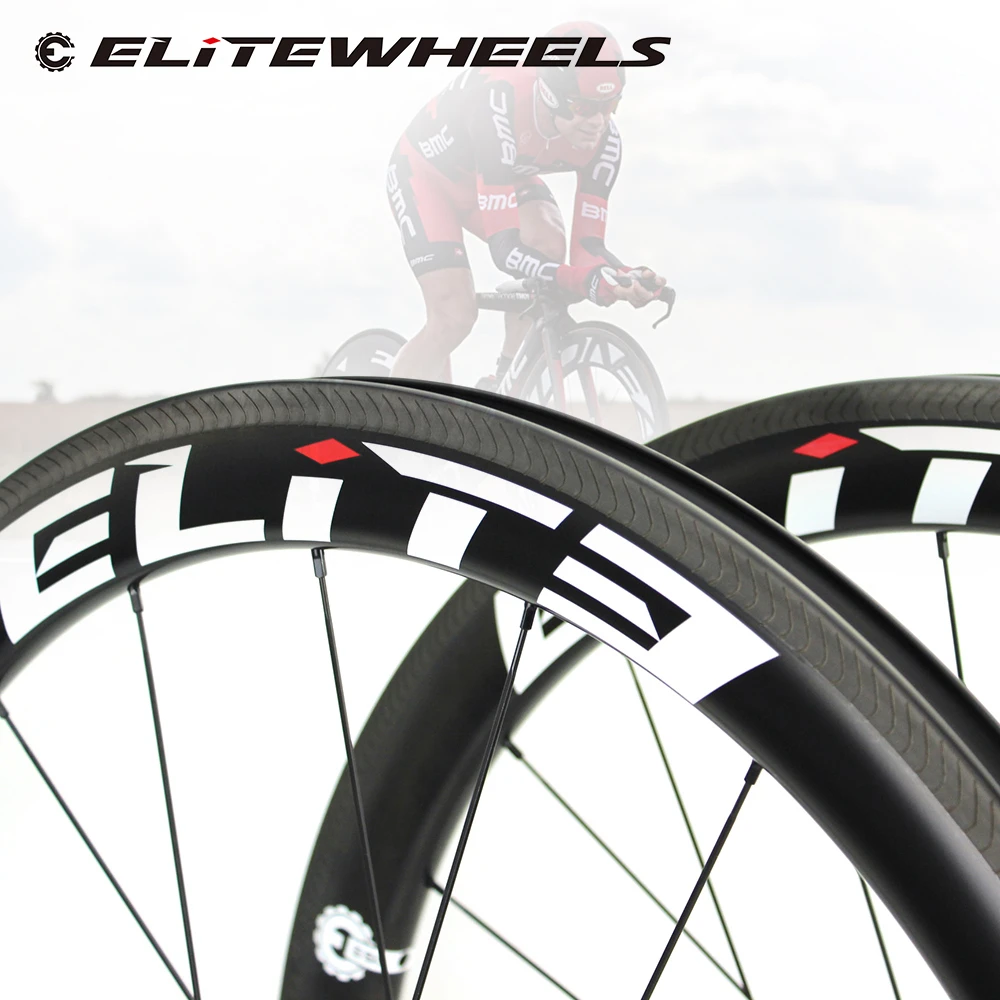 ELITEWHEELS 700c Углеродные шоссейные велосипедные колеса высокого класса белые