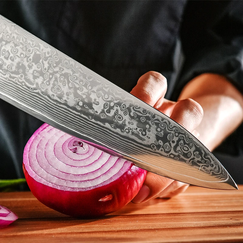 Нож для нарезки мяса Gyuto VG10 кухонные ножи из стали Дамасского плетения 67 слоев