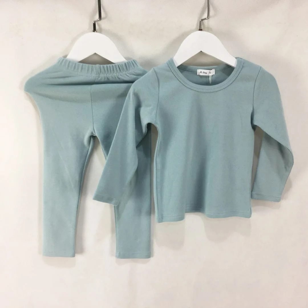 Gray blue Г. Лидер продаж, детские пижамы, одежда для мальчиков и девочек, футболка+ длинные штаны комплект из 2 предметов детские мягкие комплекты одежды на осень и зиму - Цвет: Gray blue