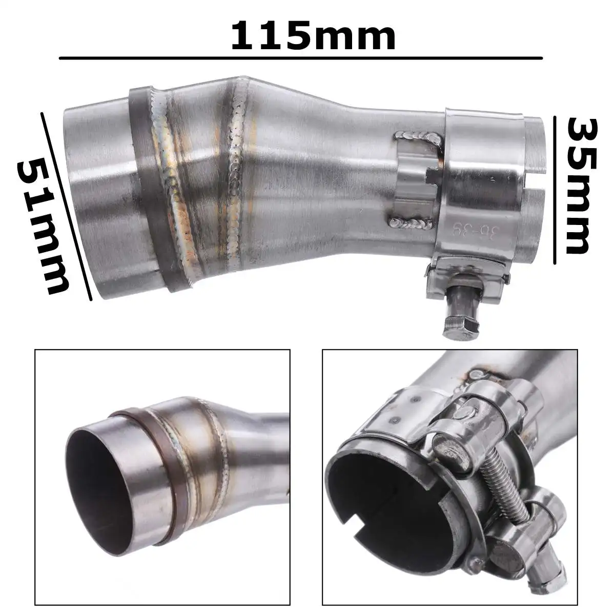 

Chrome Motorcycle Modified Exhaust Muffler pipe Adapter Connector Pipe Tube 51mm To 35mm Universal for Honda/Kawaki/Suzuki