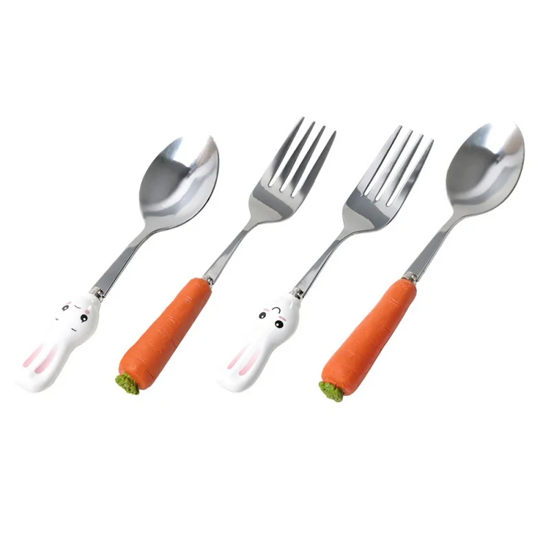 Cute 1 pc Cartoon Shape Children Dinnerware Set Baby Kid Tableware Fork Cutlery Sets Stainless Steel Spoon | Дом и сад