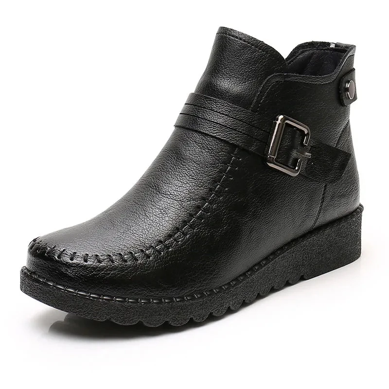 

Ladies Genuine Leather Boots Womens Wedges Anti-Odor Fur Shoes 2022 New Arrival Ankle Boots Female Martins Booties Women Boots