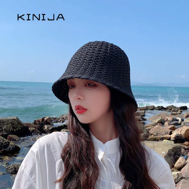 Панама женская плетеная ручной работы Соломенная пляжная шляпа от солнца с