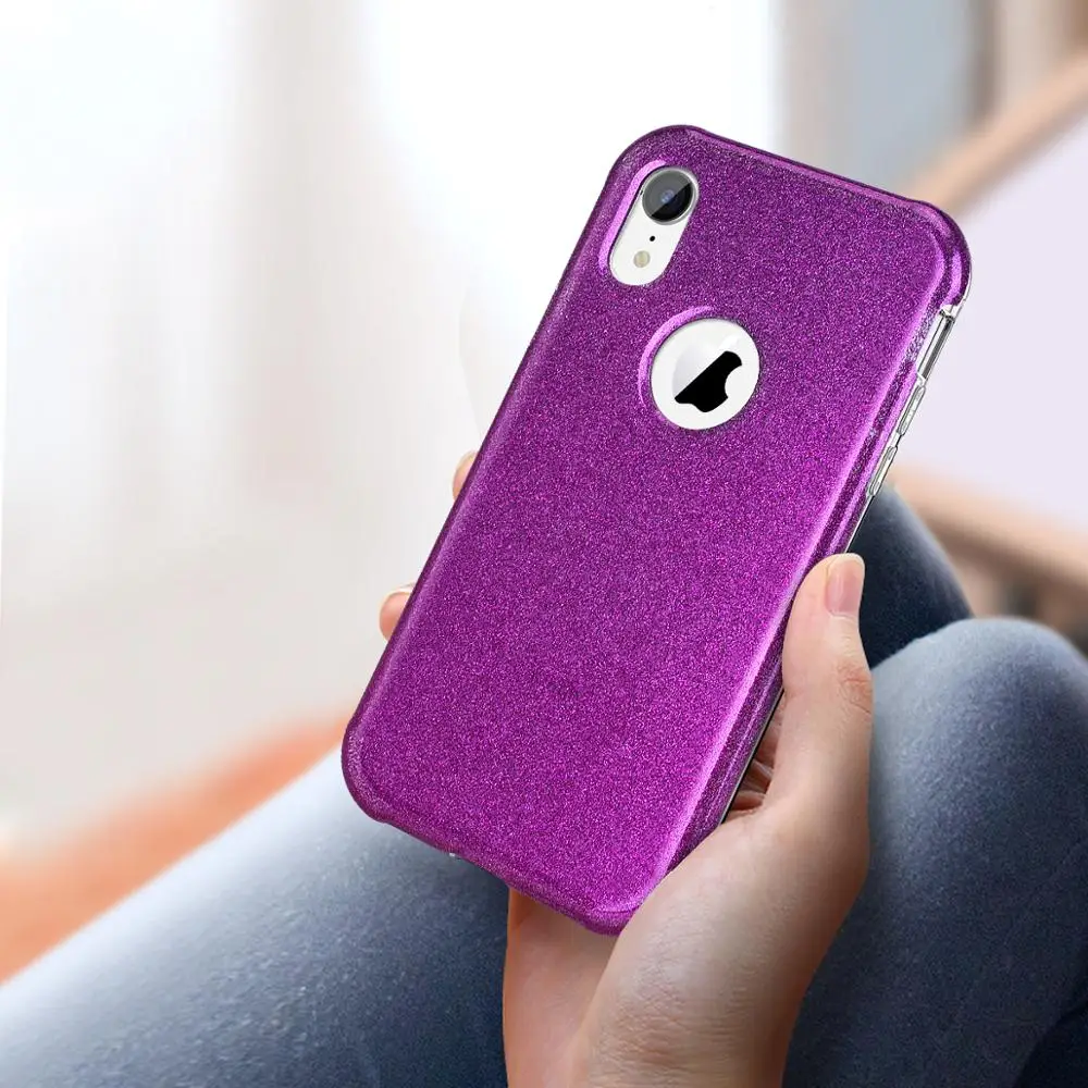 GrandEver 2 в 1 мягкий чехол для iphone XR с роза с блестками Водонепроницаемый Небьющийся тяжелых защитный чехол для телефона