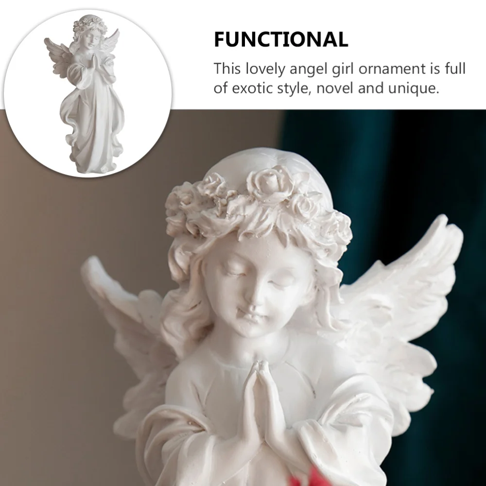 

1 Pc Handiwork Resin Craft Crafted Art-ware Angel Figurine (White)