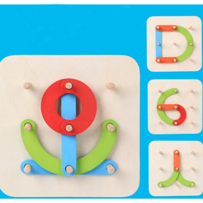 

Geometric Alphabet Column Digital/Letter/Animal Puzzle Wooden Brain Teaser Children Imagination Educational Jigsaw Kids Toys