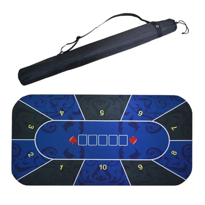 

Poker Board Game Rectangular Rubber Pad Playing Card Tablecloth Poker Card Table Mat with Storage Shoulder Bag