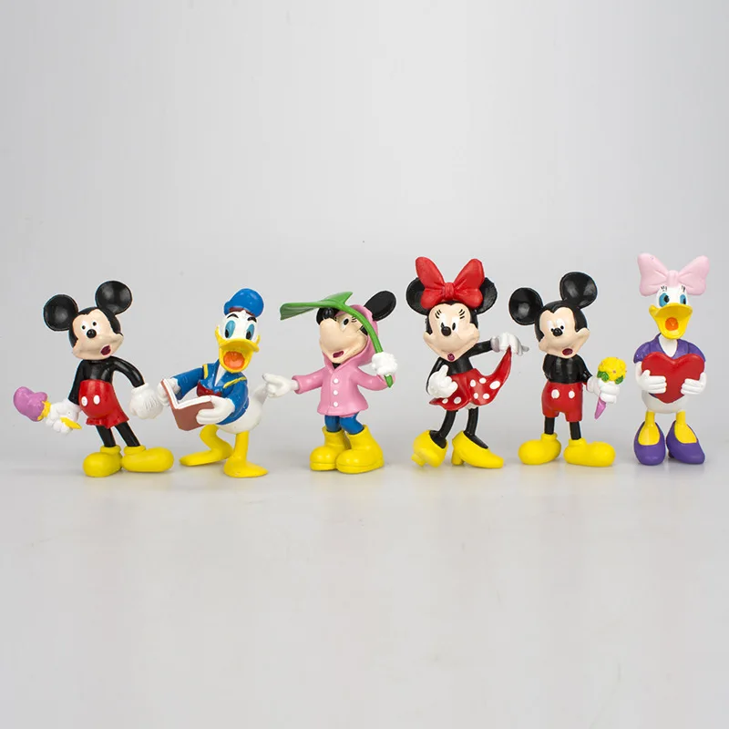 6 шт./компл. Disney Аниме Фигурка Микки Минни кукла Дональд Дак игрушка украшения
