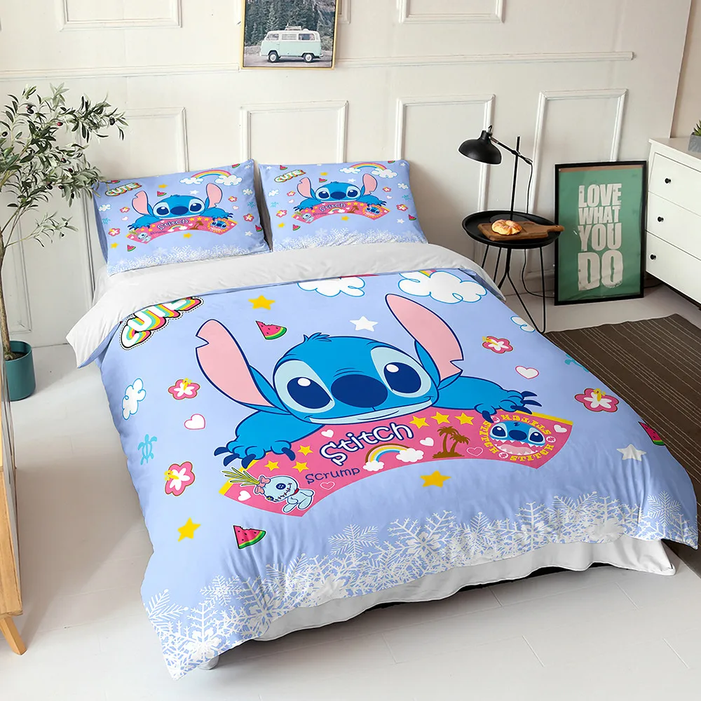 Disney Duvet Cover Sets Stitch Bedding Set Cartoon Bedclothes Boy Girl Bedroom Bed Single Twin Full Queen King Size Gift | Дом и сад