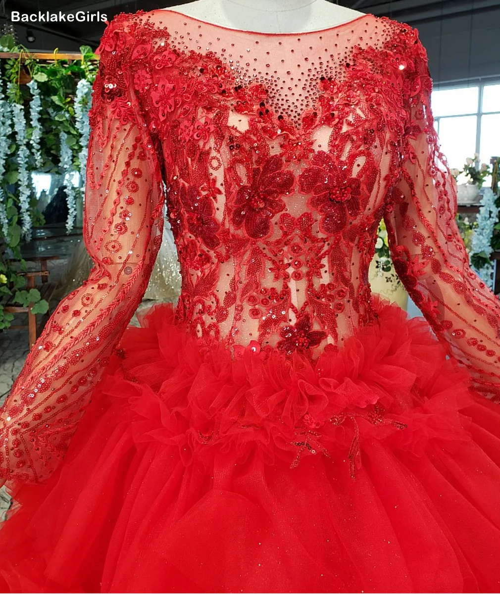 Женское красное платье для свадебной вечеринки размера плюс с длинным рукавом