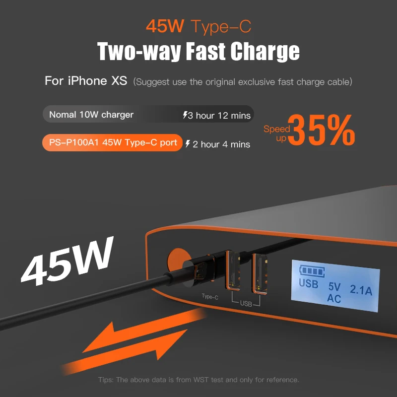 27000 мАч большая емкость портативное зарядное устройство для ноутбука с AC 45W