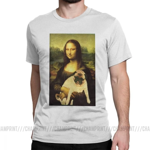 Мужская футболка Mona Lisa, Винтажная футболка с короткими рукавами и круглым вырезом, хлопковая одежда