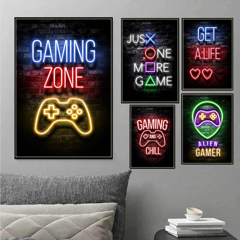 

Gaming Gamer Quotes Poster Game Playstation Canvas Painting HD Print Gamer Room Cuadros Wall Art Picture Boys Bedroom Home Decor