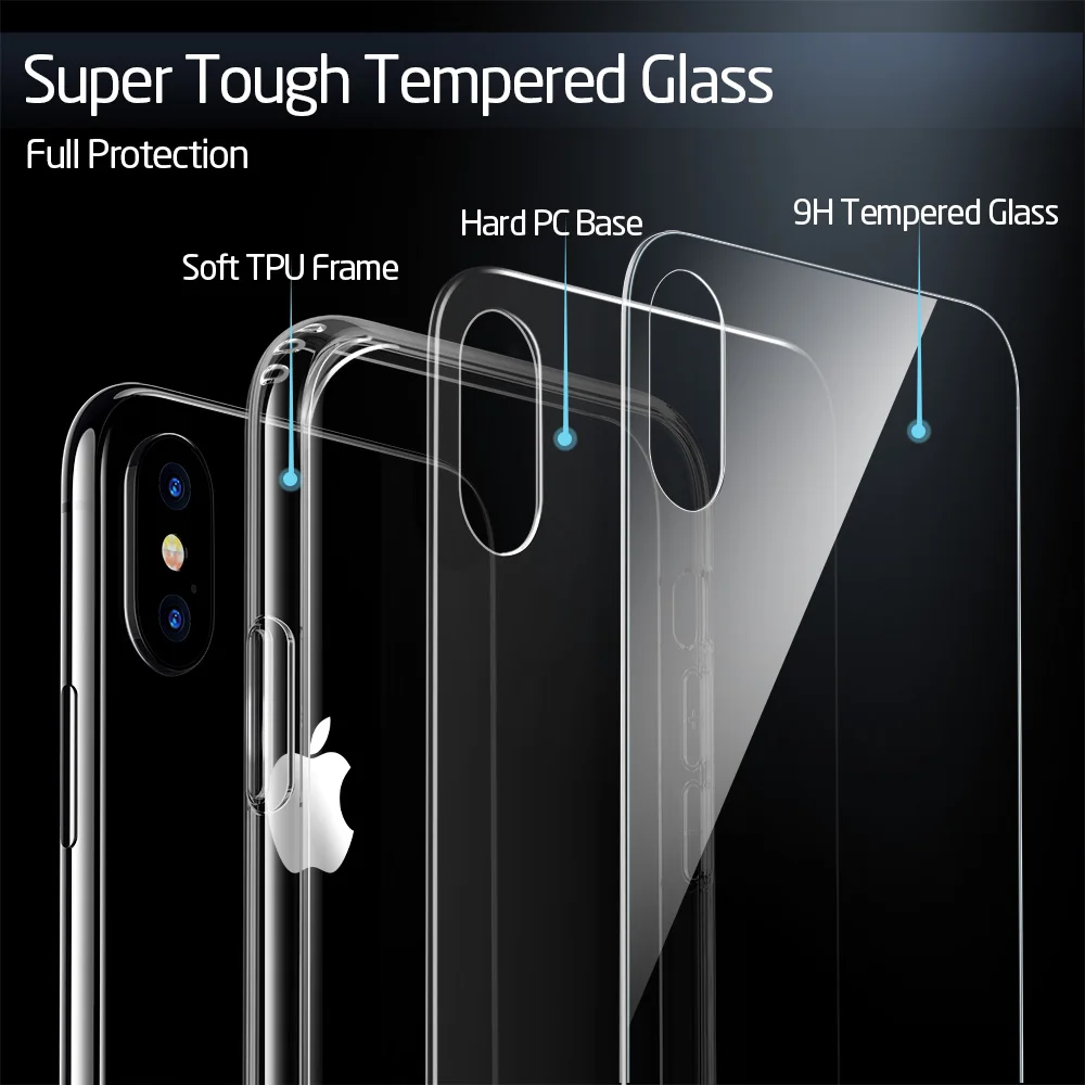 ESR чехол из закаленного стекла для iPhone 11 Pro X XR XS Max противоударный защитный чехол зеркальный чехол для Apple iPhone айфон 11