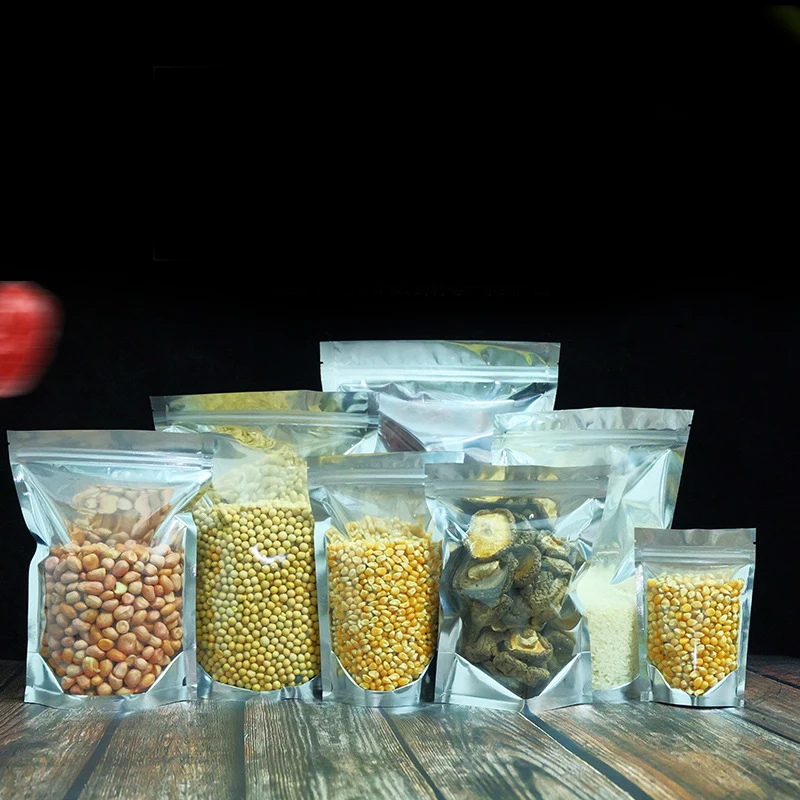 

Полупрозрачная Фольга сумки Ziplock упаковочная сумка с застежкой-молнией для мяса Еда Кофе орех, конфета закуски емкость для приправ сыр закр...