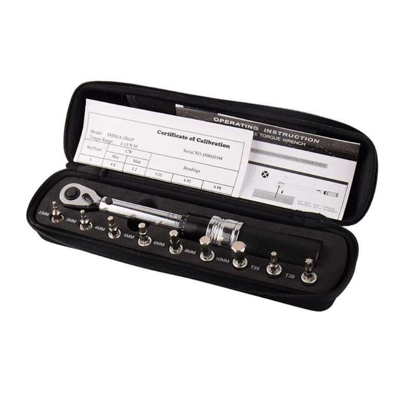 

1/4inch 1-25NM Click Adjustable Torque Wrench Bicycle Repair tools kit set tool bike repair spanner hand tool set