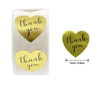qiduo wholesale 500pcsroll gold heart thank you stickers love stationery stickers seal label handmade stickers custom stickers