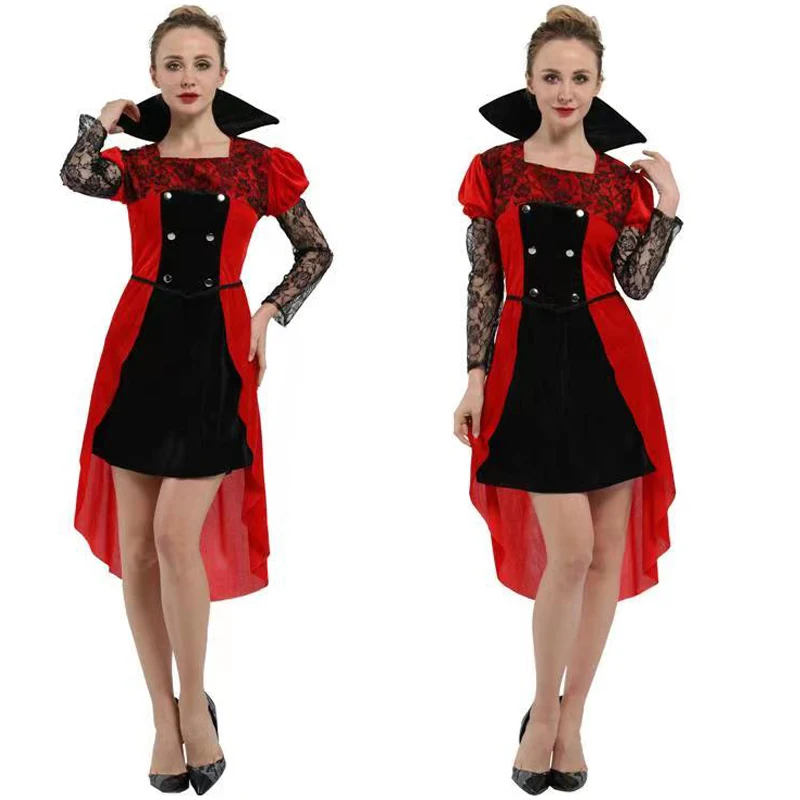 

Костюм для косплея на Хэллоуин, Женский костюм вампира из высококачественного полиэстера для взрослых, легкое и тонкое платье