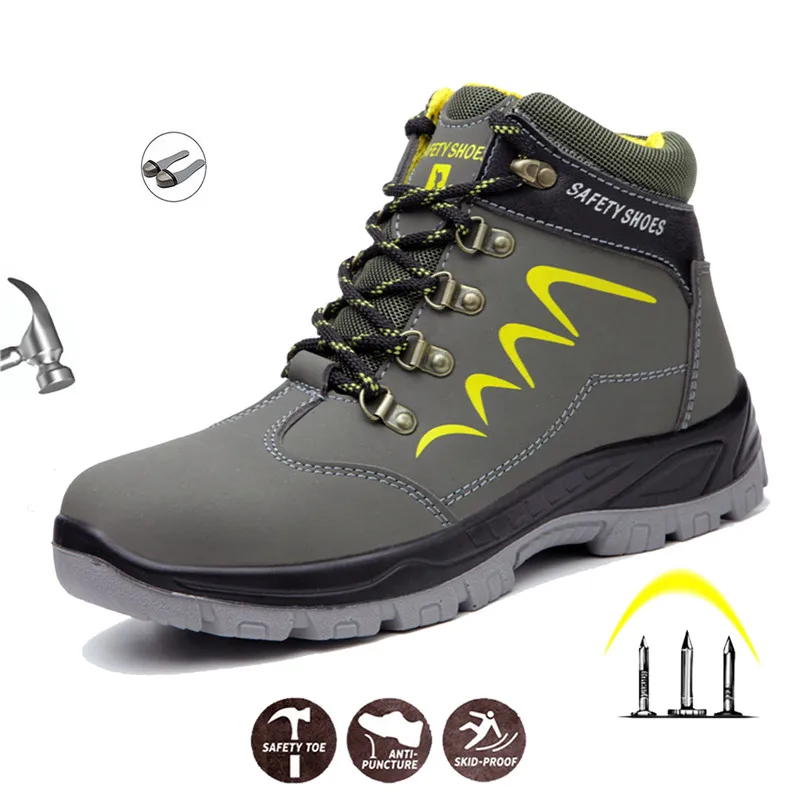 

Men's Safety Shoes High-Top Anti-Smashing Anti-Puncture Lightweight Wear-Resistant Waterproof Welding Breathable Work Shoes