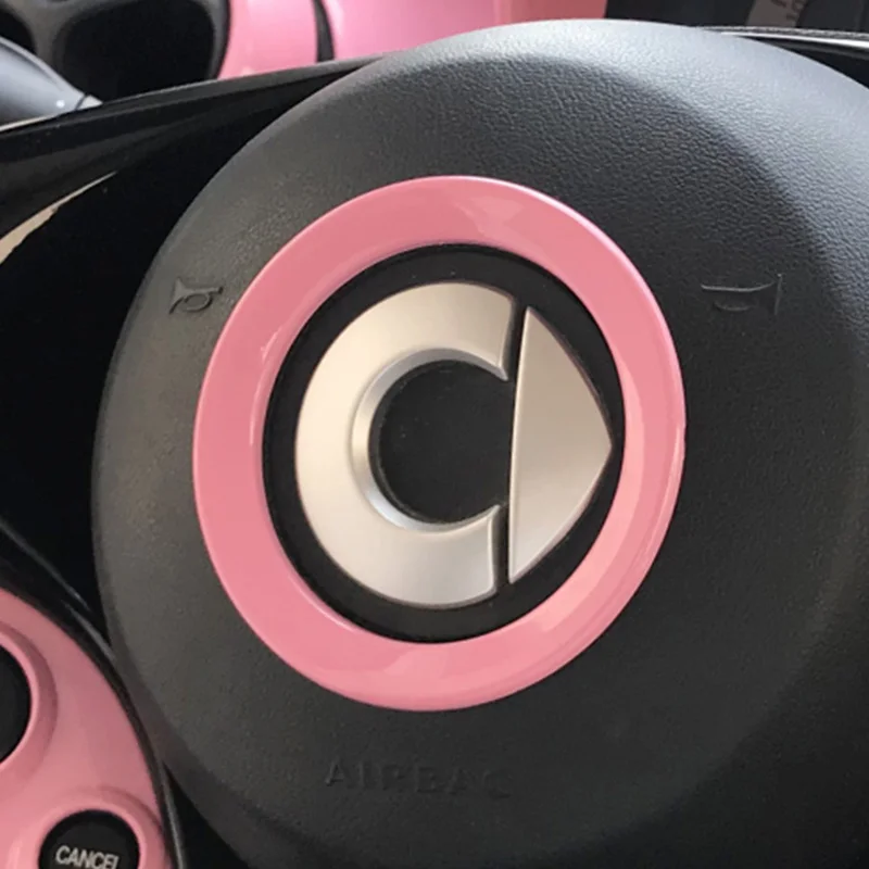 Pink Украшение рулевого колеса автомобиля Центральная панель кольцо наклейка для Mercedes Smart 453 fortwo forfour автомобиль Стайлинг Аксессуары - Название цвета: Pink