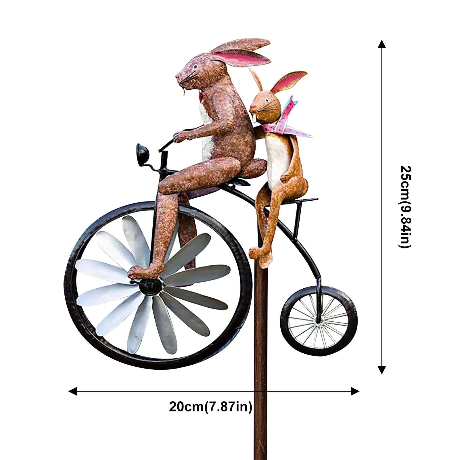 

Vintage Bicycle Metal Wind Spinner Animal Rabbit Bicycling Motorcycle Windmill Garden Decoration Courtyard Decoration