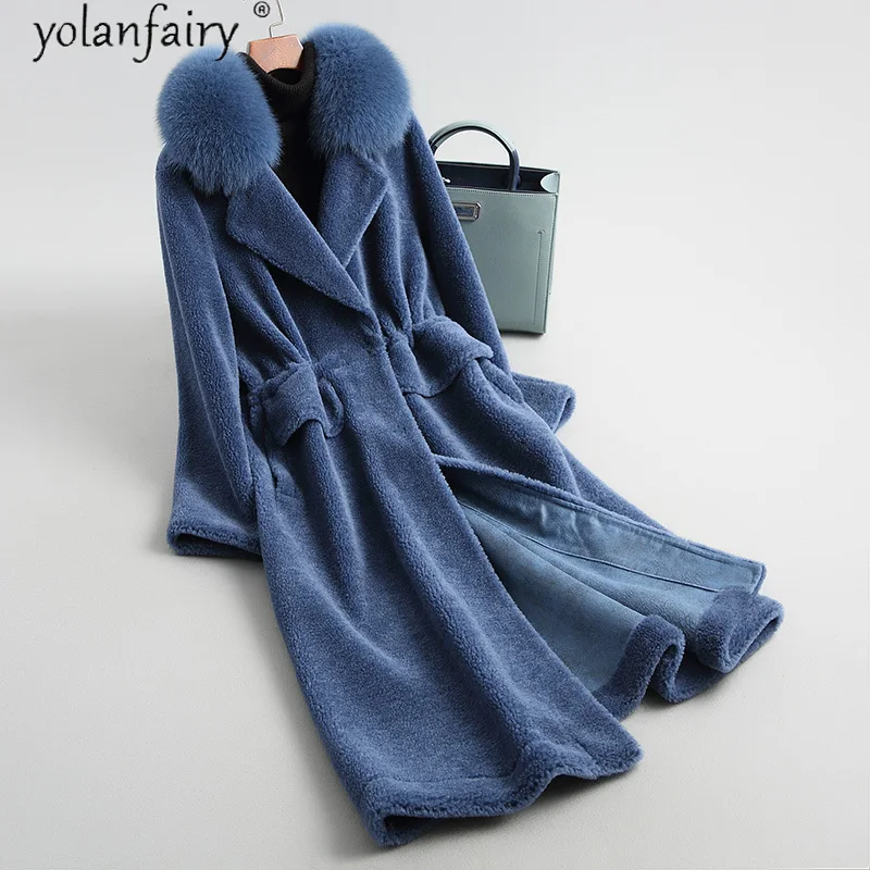 

Женское меховое пальто из 100%-ной шерсти, Женская куртка, длинное теплое зимнее пальто с воротником из натурального Лисьего меха, Корейская женская одежда Pph1519, 2020