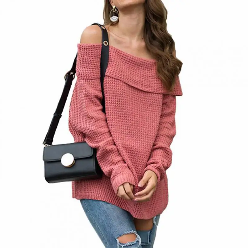 

Suvance Autumn Winter Casual Knitted Slash Neck 5 Solid Color Sweater Loose Size S-xl Women Pullover JL-mm77018